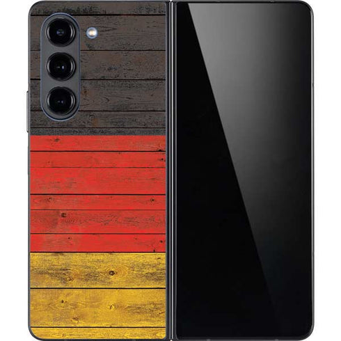 German Flag Dark Wood Galaxy Z Fold5 5G Skin